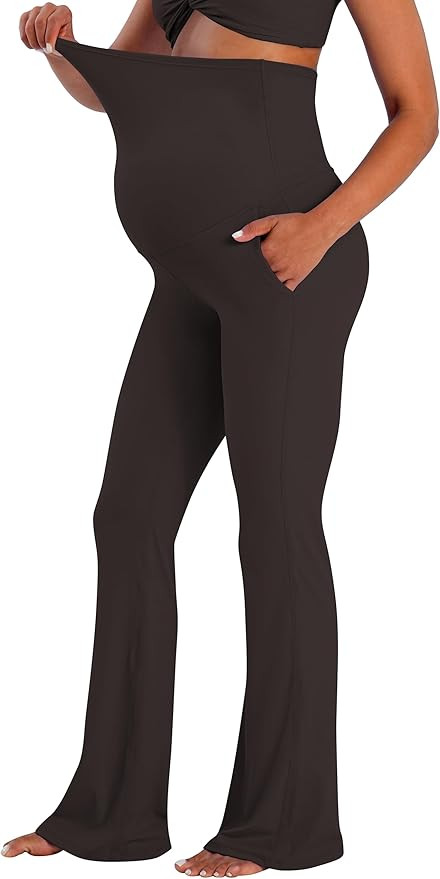 Sunzel Maternity Flare Leggings with Pockets Over The Belly, Buttery Soft Pregnancy Wide Leg Yoga... | Amazon (US)