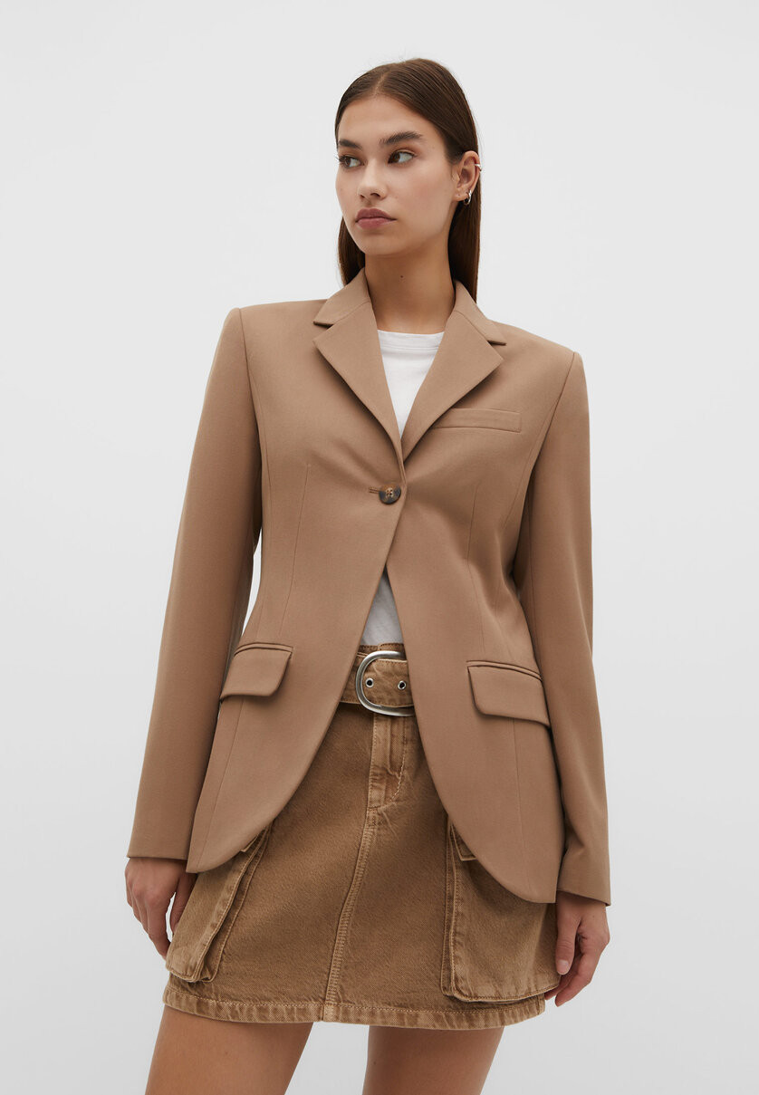 High button blazer - Women's fashion | Stradivarius United Kingdom | Stradivarius (UK)