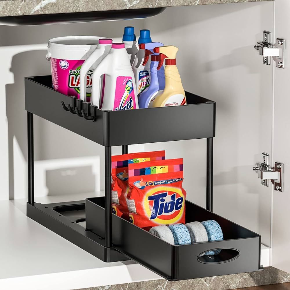 Under Sink Organizers and Storage, 2 Tier Under Sink Organizer Multi-Purpose Bathroom Sink Organi... | Amazon (US)