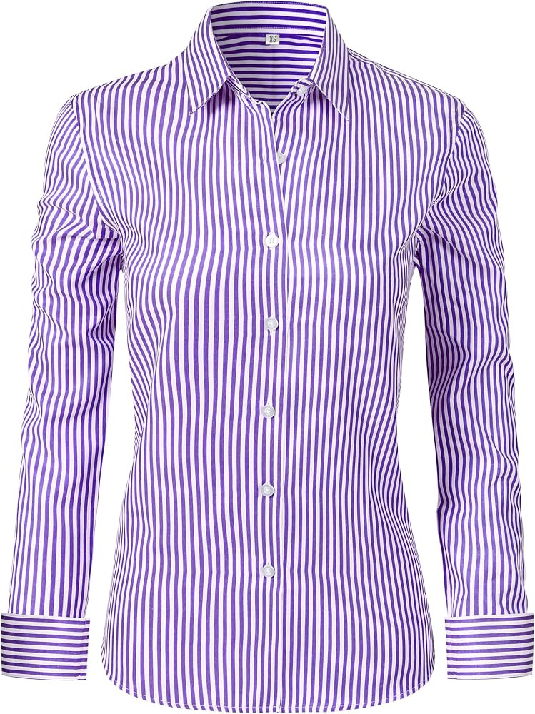 Ruisin Super Soft Wrinkle Free Button Down Shirts for Women Solid Long Sleeve Striped Formal Work... | Amazon (US)