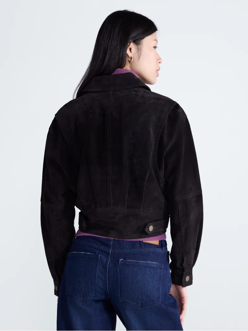Scoop Women\u2019s and Women\u2019s Plus Cropped Suede Jacket, Sizes XS-4X | Walmart (US)