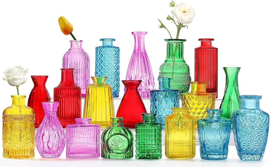 Bud Vases in Bulk -Glass Bud Vase Set Small Flower Vases for Centerpieces,Mini Vintage Vase for Rust | Amazon (US)