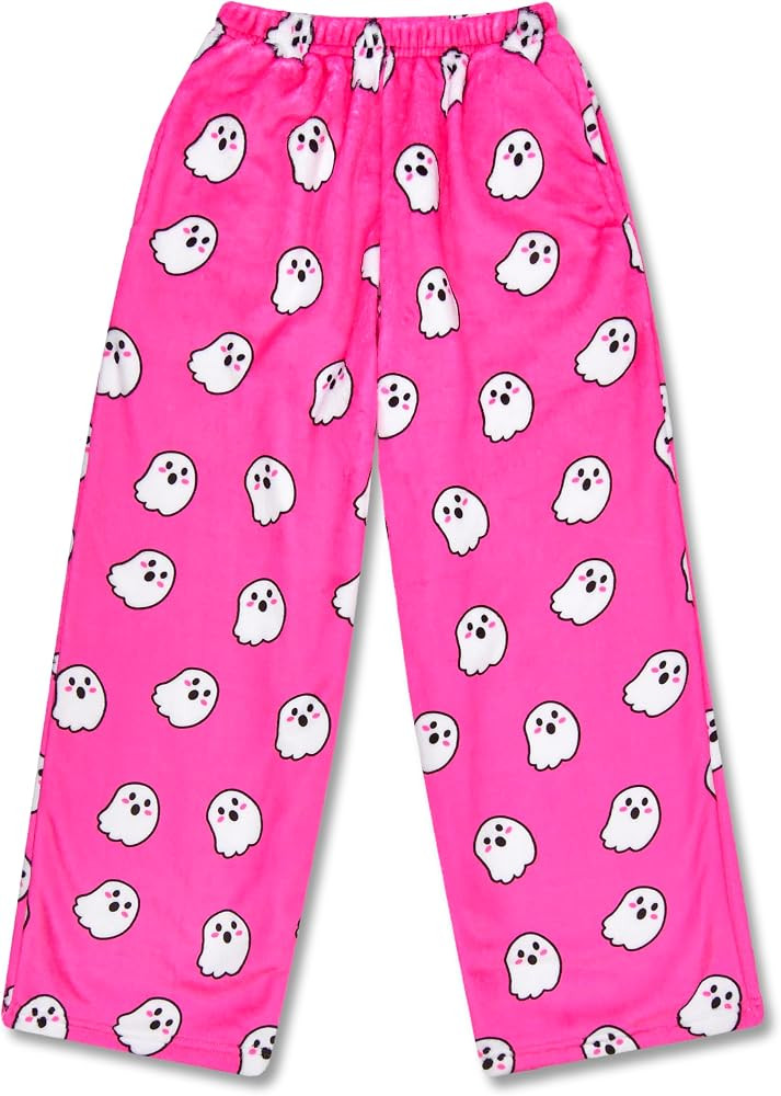 iscream Big Girls Silky Soft Fun Print Plush Fleece Pants - Kawaii Besties Collection | Amazon (US)