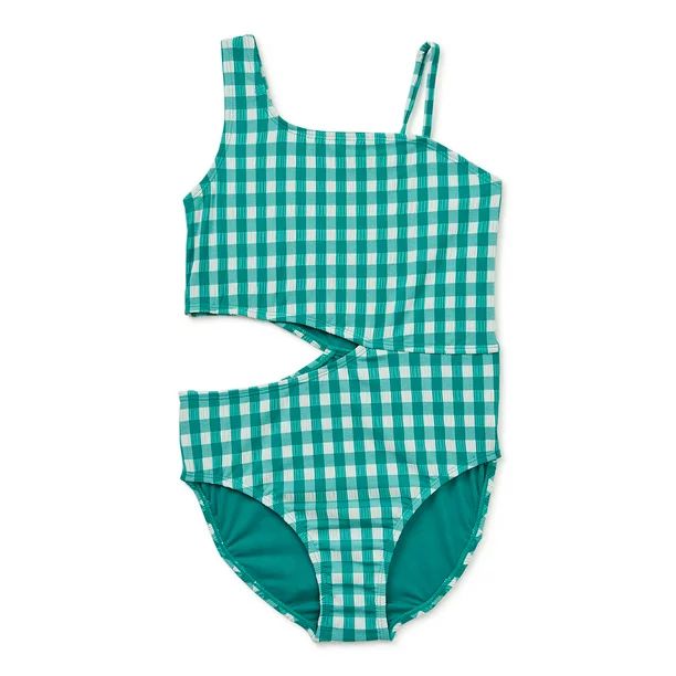 Wonder Nation Girls Shark Bite One-Piece Swimsuit with UPF 50+ Sun Protection, Sizes 4-18 & Plus | Walmart (US)