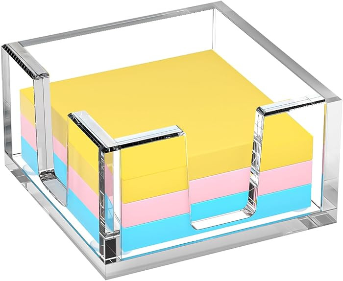 BOSSCASA Acrylic Sticky Note Holder, Self-Stick Note Pad Holder W/O Pads - Note Dispenser Memo Pa... | Amazon (US)