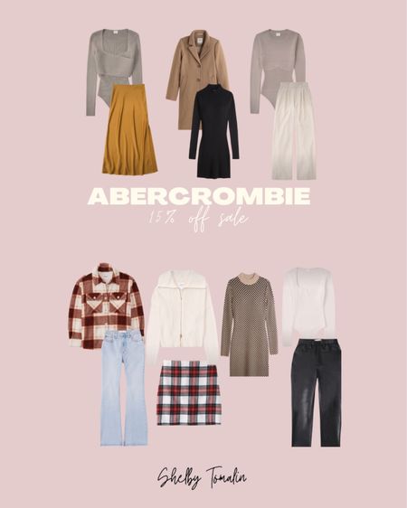 Abercrombie sale, denim, shacket, winter outfit, faux leather leggings 