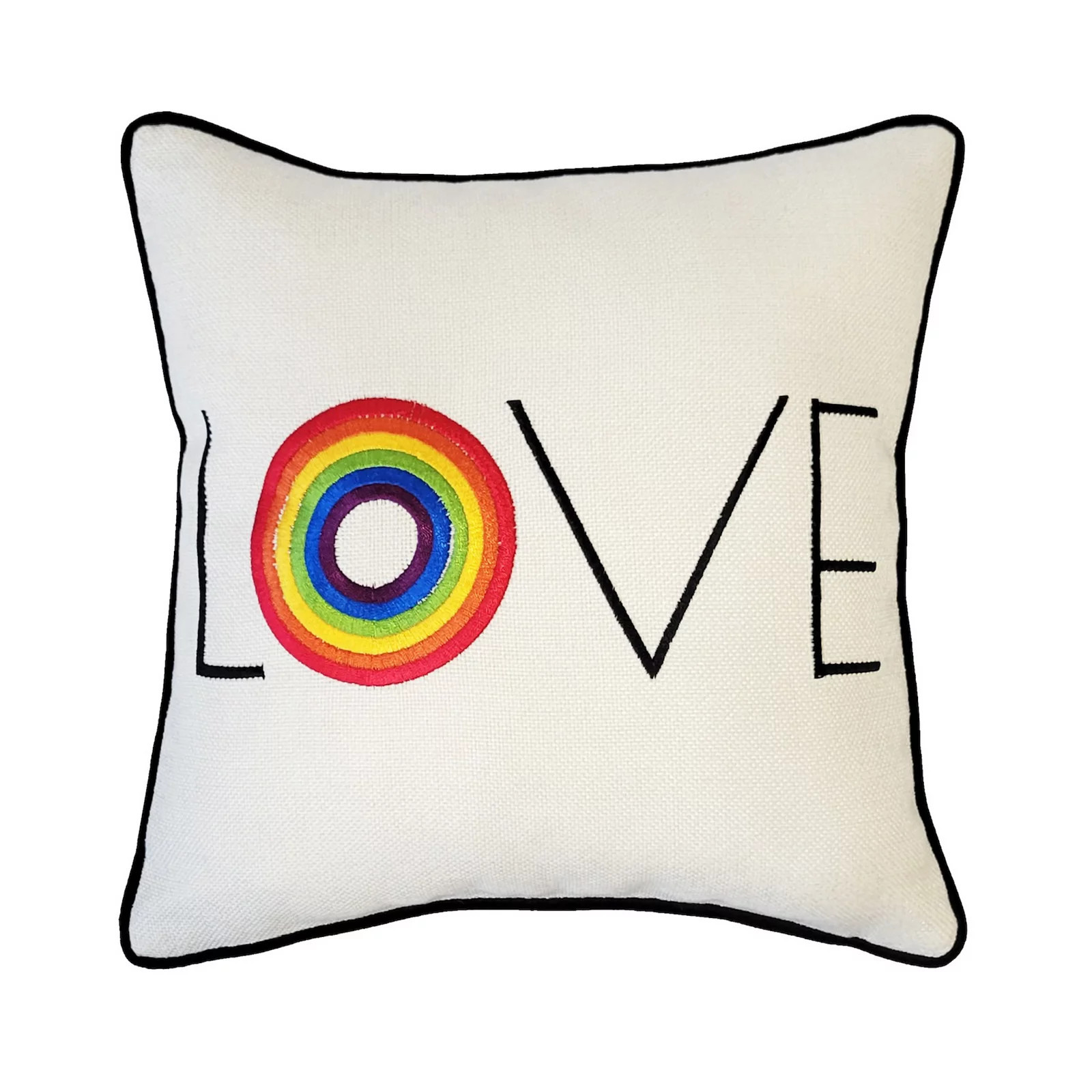 Edie@Home Rainbow "Love" Decorative Pillow, Beige Khaki | Kohl's