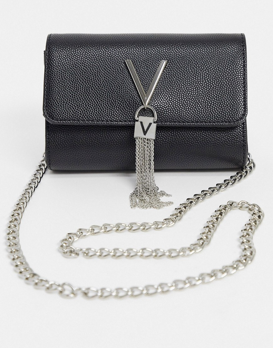 Valentino Divina foldover tassel detail cross body bag in black | ASOS (Global)