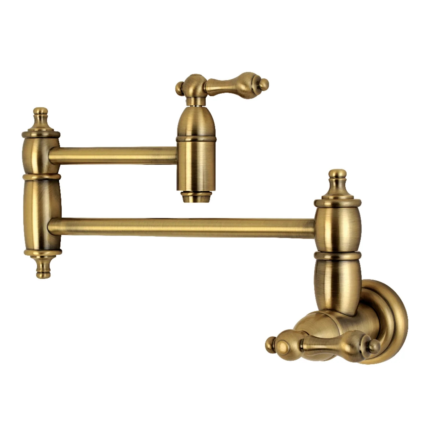 Kingston Brass KS3103AL Restoration Wall Mount Pot Filler Kitchen Faucet, Antique Brass | Walmart (US)
