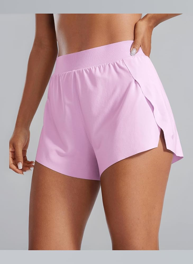 CRZ YOGA Women's Split High Waist Running Shorts -2.5'' Dolphin Gym Sport Athletic Tennis Sweat S... | Amazon (UK)