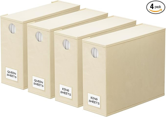SpaceAid 4 Pack Bed Sheet Organizers and Storage, Foldable Sheet Organizer for Linen Closet, Shee... | Amazon (US)