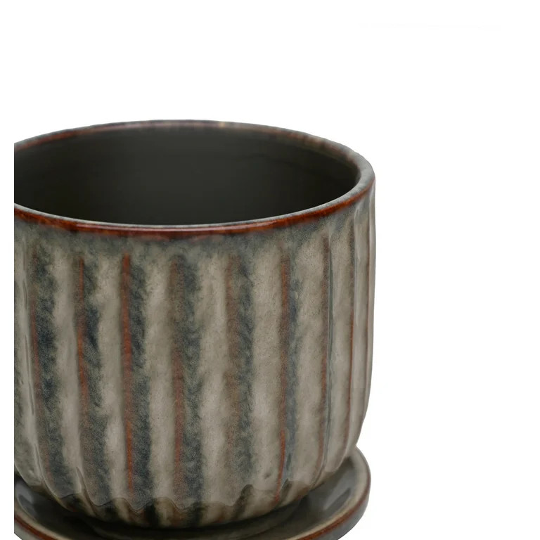 Better Homes & Gardens 6 inch Ceramic Paul Planter with Attached Saucer - Walmart.com | Walmart (US)