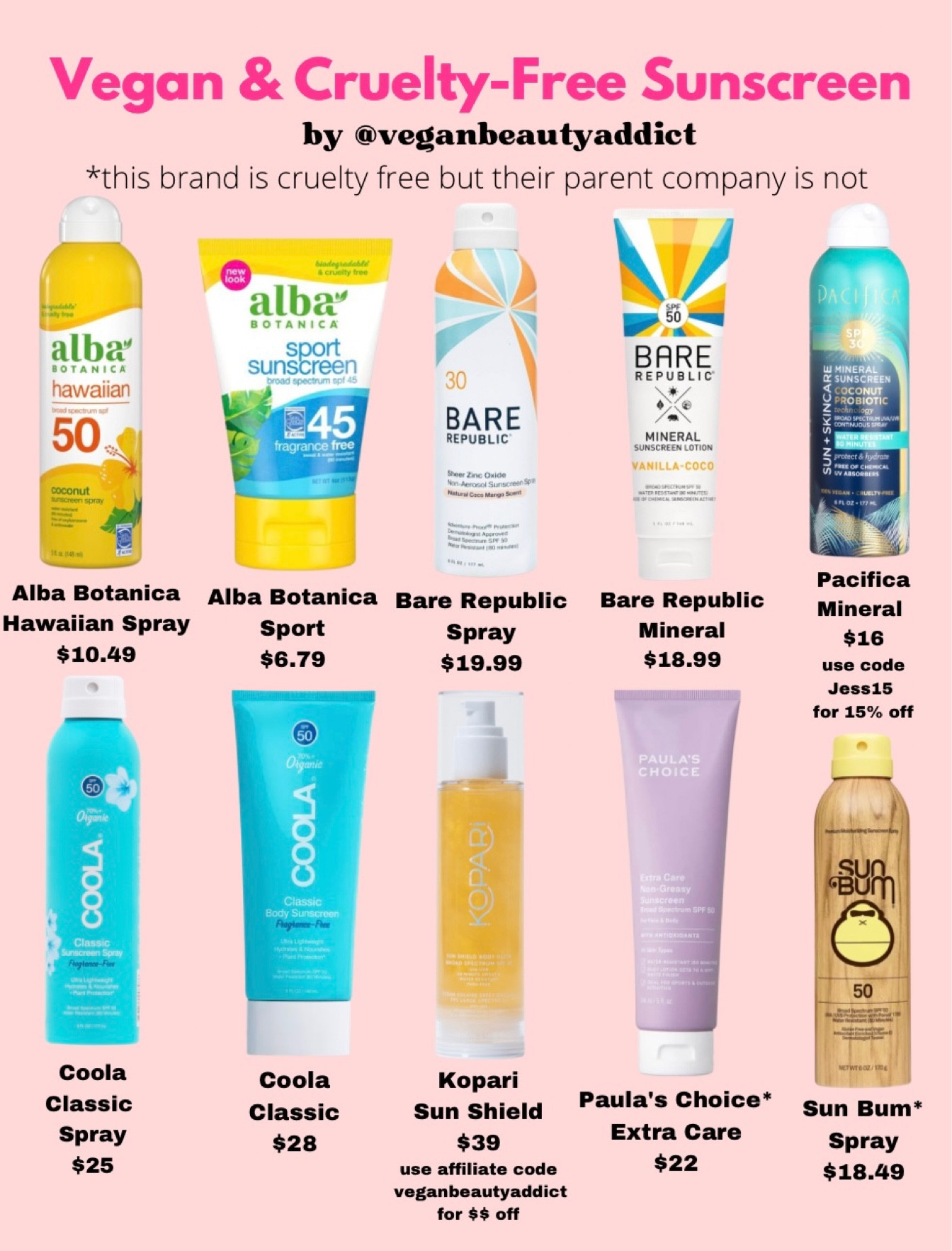 CRUELTY-FREE & VEGAN SUNSCREEN ☀️🐇🌱 some of these are my personal faves and a few that I know a lot of people love! What are your favorite vegan and cruelty free sunscreens? ☀️💖

#veganskincare #crueltyfreeskincare #sunscreen #crueltyfreesunscreen #spf #skincare #drugstoreskincare #sephora #crueltyfree #veganbeautyreview #vegansofig #paulaschoice #pacificabeauty #ulta #veganbeautyaddict #coola Cruelty Free SPF, Cruelty Free Sunscreen, Alba Botanica, Bare Republic, Pacifica, Coola, Kopari, Paula’s Choice, Sun Bum

#LTKunder50 #LTKbeauty #LTKSeasonal