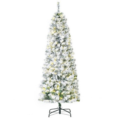 6ft Pre-Lit Snow-Flocked Slim Douglas Fir Artificial Christmas Tree with Realistic Branches, 250 LED Lights and 462 Tips | Target