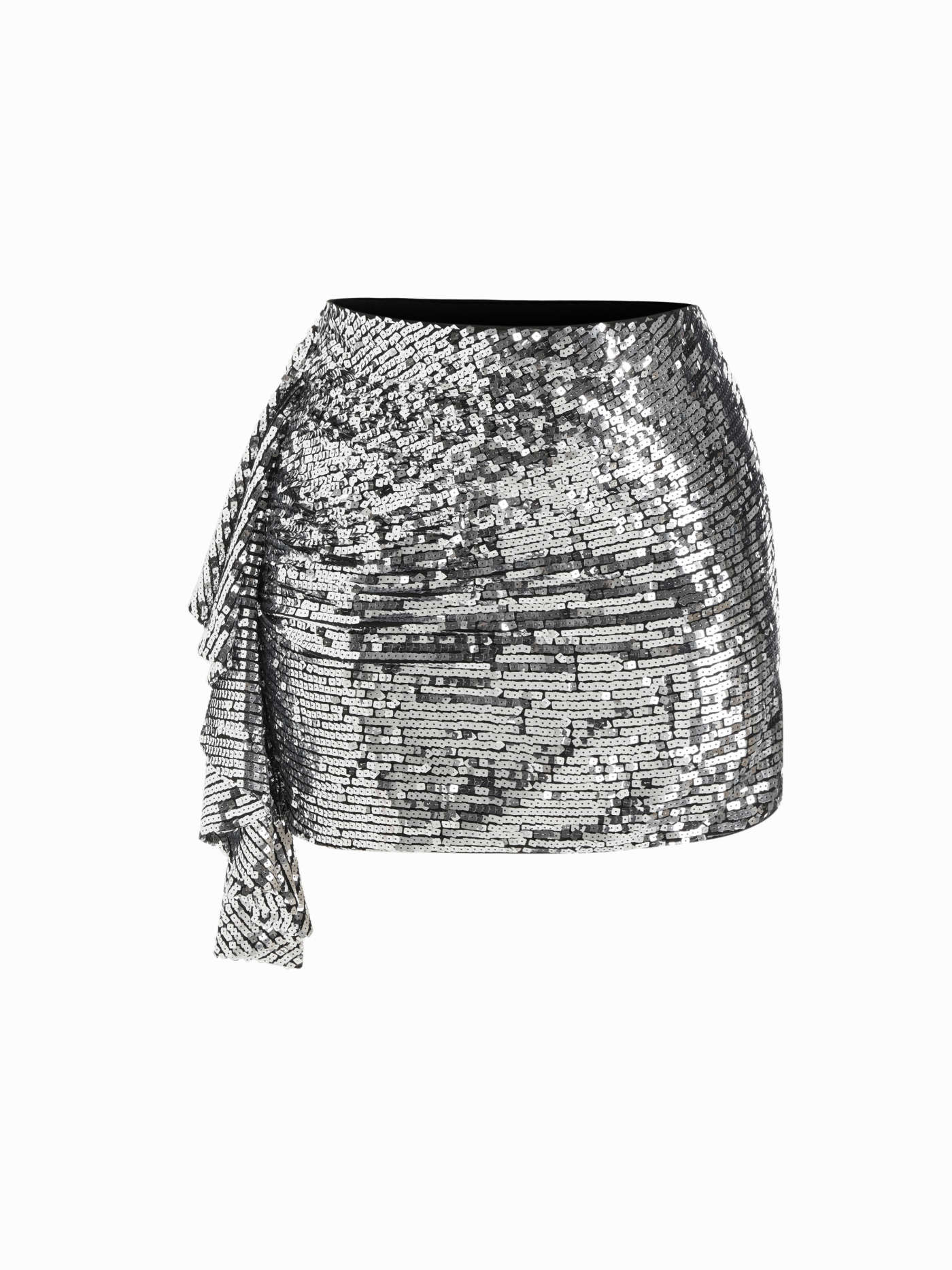 Sequins Sequins Mid Rise Ruffle Hem Micro Mini Skirt Curve & Plus For Party/Clubbing | Cider