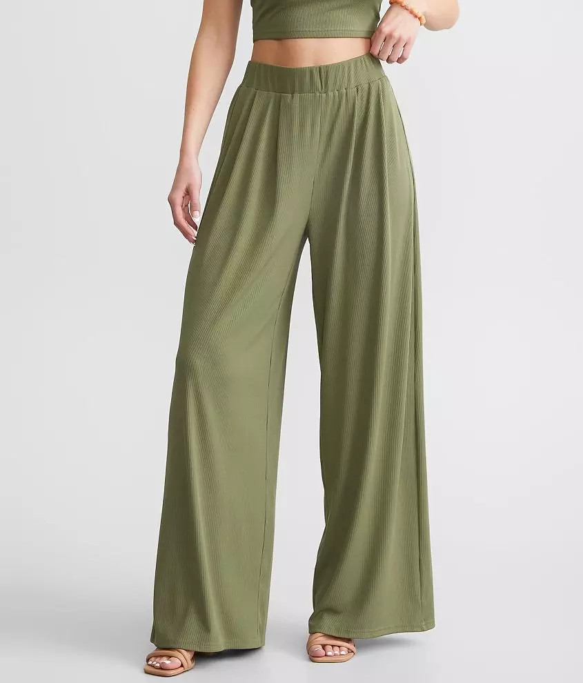 Privy Ribbed Wide Leg Pant | Buckle