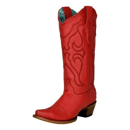 Corral Ladies Matching Stitch Pattern Snip Toe Red Leather Boots Z5073 | Walmart (US)