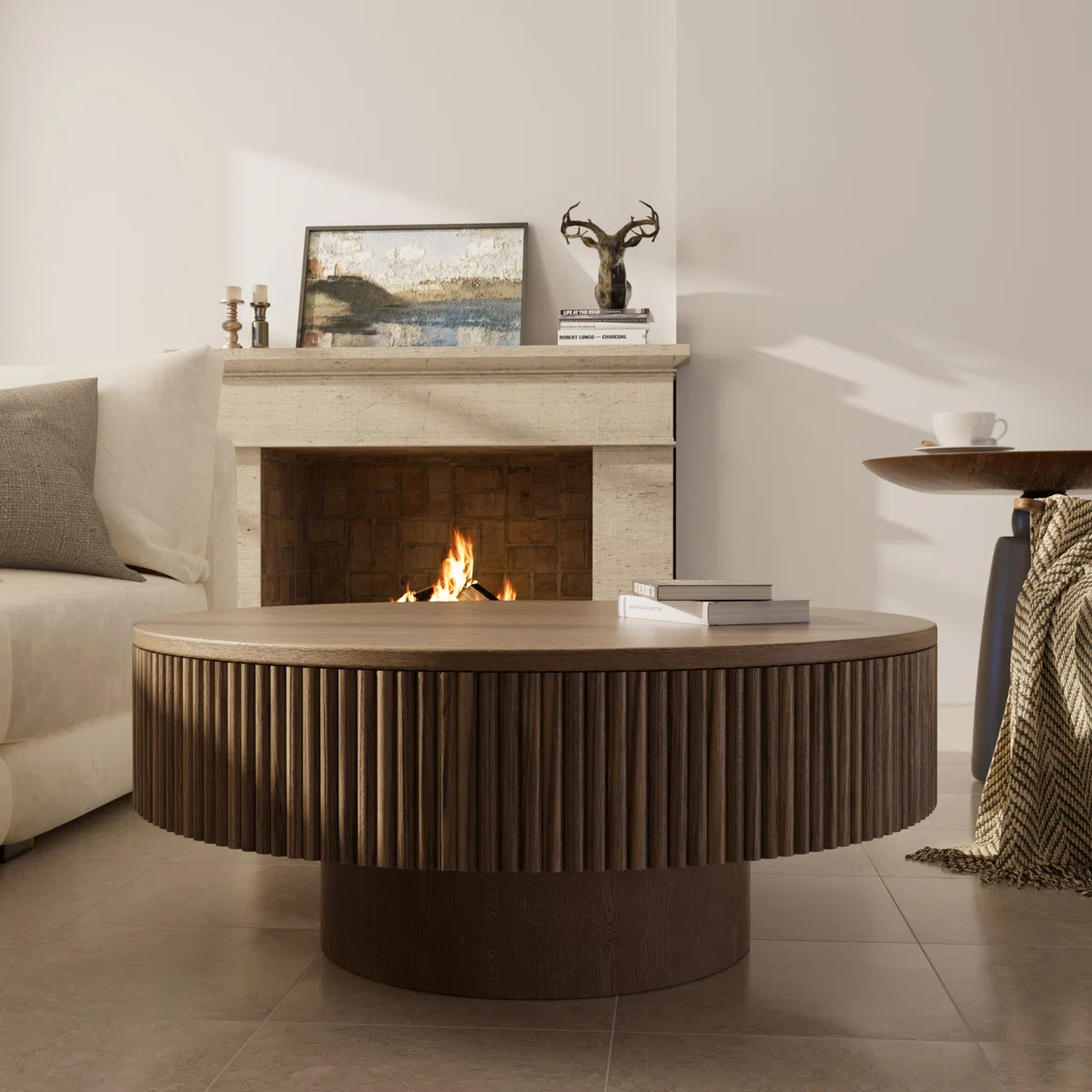 35" & 31" Round Handcrafted Coffee Table – Solid Wood Fluted Design | Wayfair North America