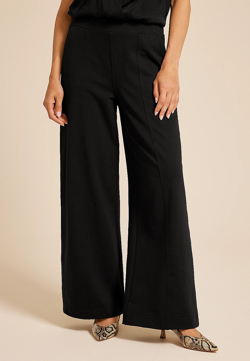 Knit High Rise Wide Leg Pant | Maurices