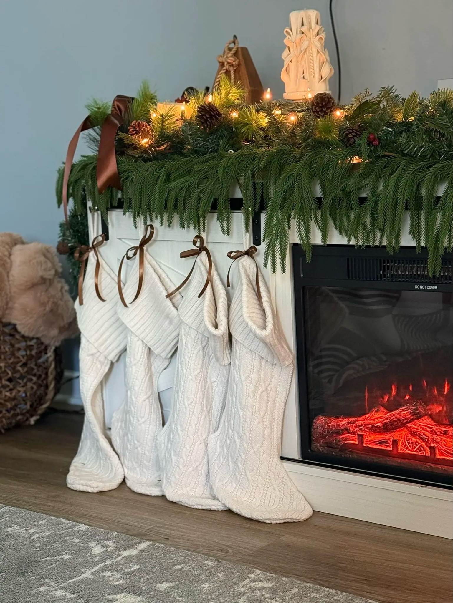 Simple elegance for the holidays 🎄✨ Loving these ivory stockings paired with chocolate brown silky ribbon on the garland—timeless and cozy vibes all season long! Shop my picks below! 
When it comes to holiday decor, I’m all about understated elegance. These ivory stockings add a soft, neutral touch that pairs beautifully with the rich chocolate brown ribbons woven into the garland. It’s a cozy yet sophisticated look that works perfectly for any space, whether you’re decorating a mantel or a staircase. Tap the link to shop these holiday essentials and bring this warm, minimalist vibe into your home!

#LTKSeasonal #LTKGiftGuide #LTKHoliday