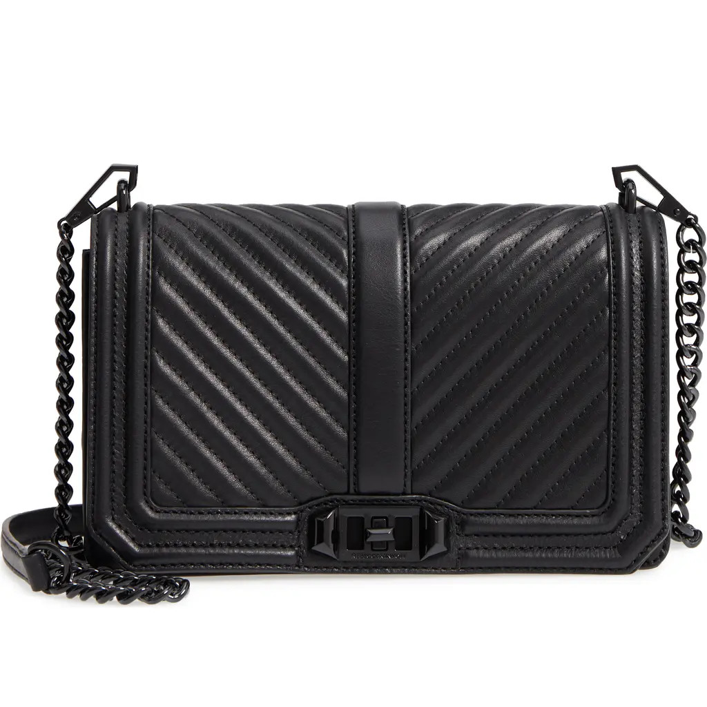 Rebecca Minkoff Love Chevron Quilted Crossbody Bag in Black at Nordstrom | Nordstrom