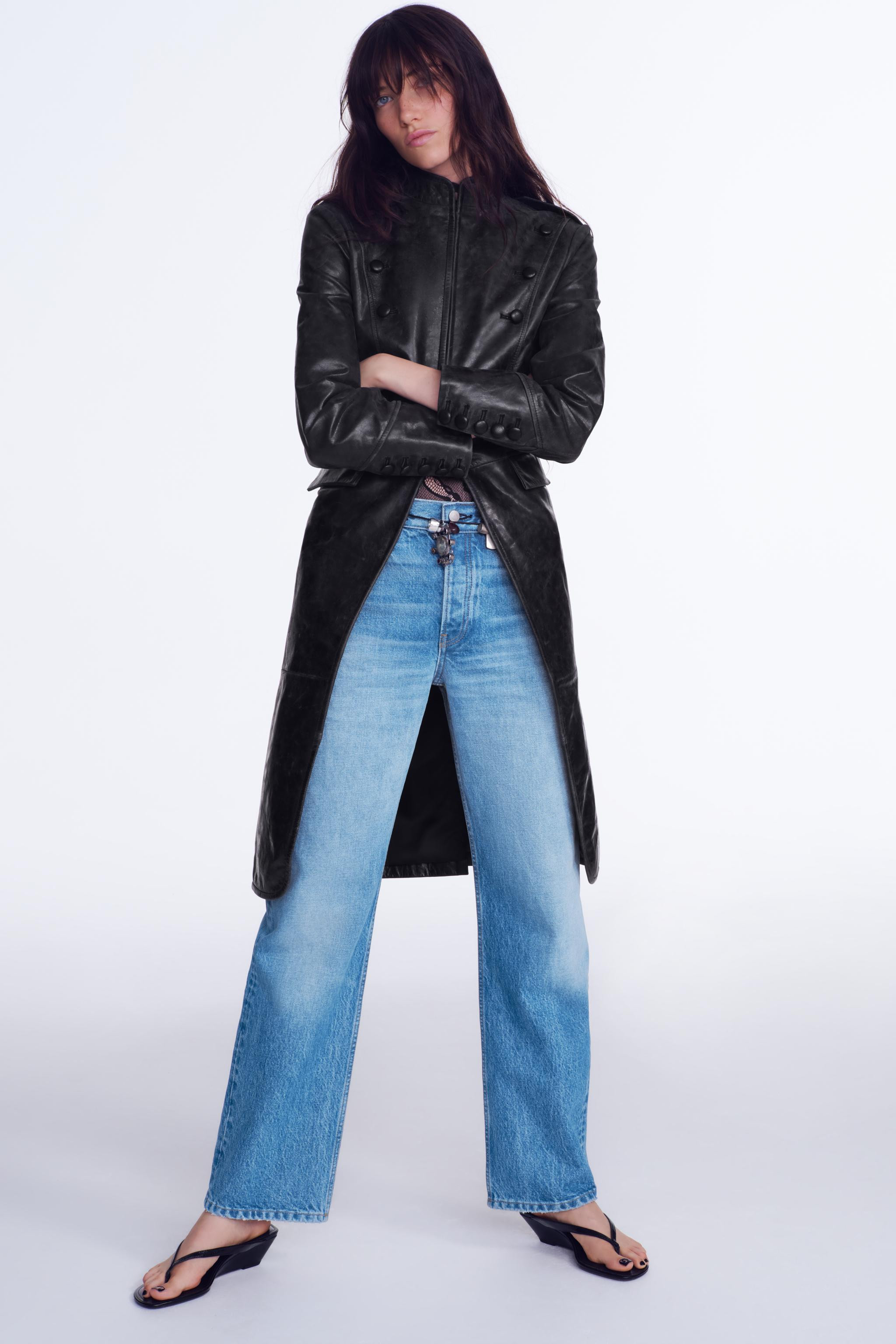 ZARA WOMAN COLLECTIONJacket with a main fabric made from 100% leather. High neck and long sleeves... | Zara IT
