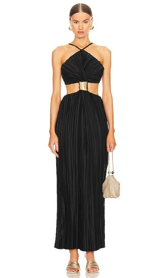 Mitra Sleeveless Halter Gown in Black | Revolve Clothing (Global)