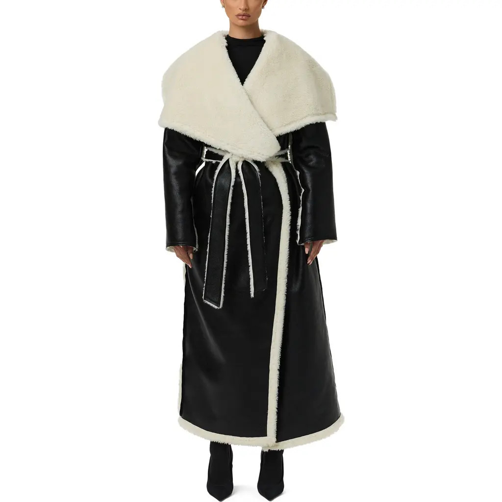 Naked Wardrobe Reversible Faux Shearling Jacket in Black at Nordstrom, Size Small | Nordstrom