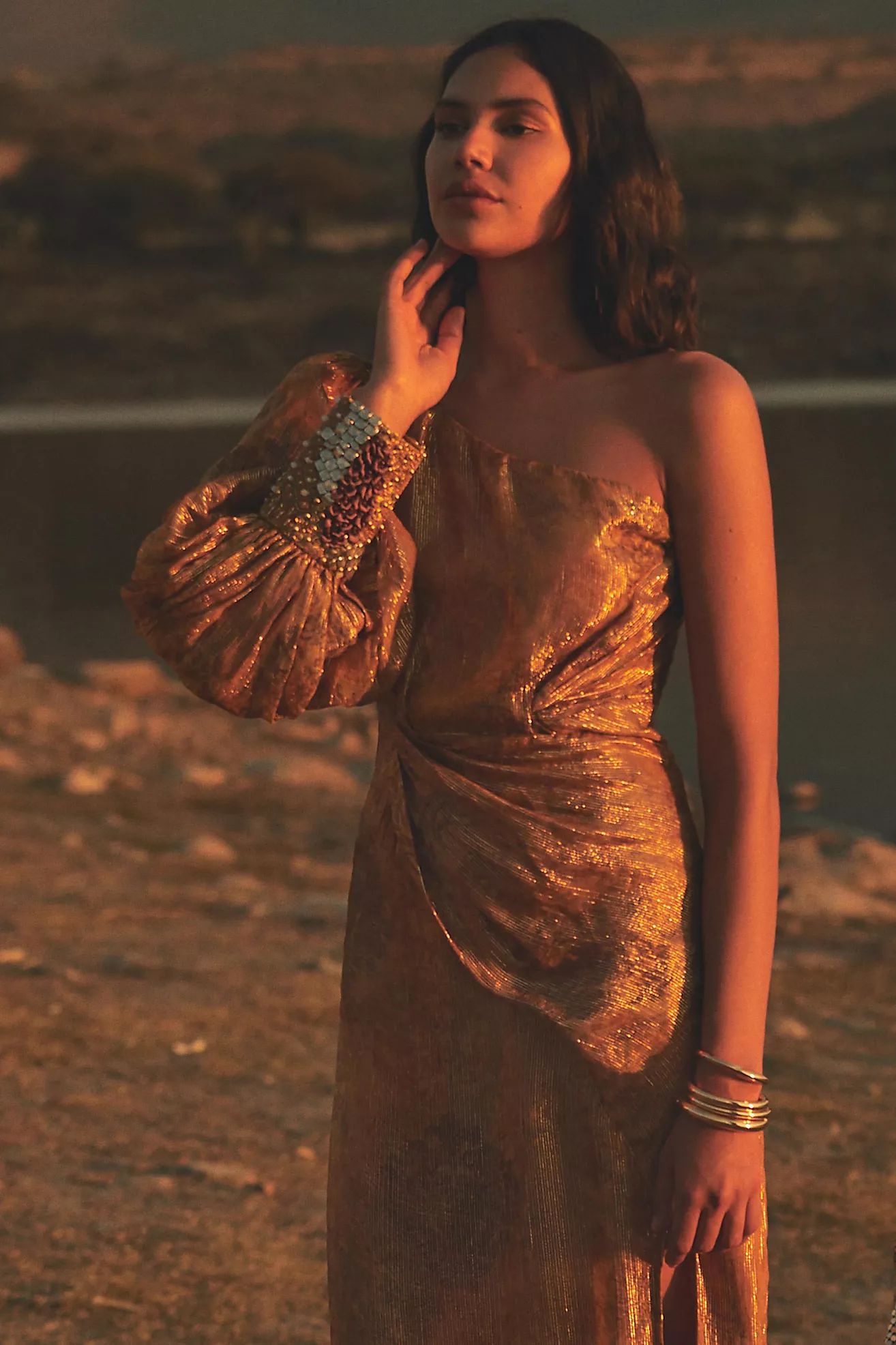 Nirmooha One-Shoulder Shine Dress | Anthropologie (US)