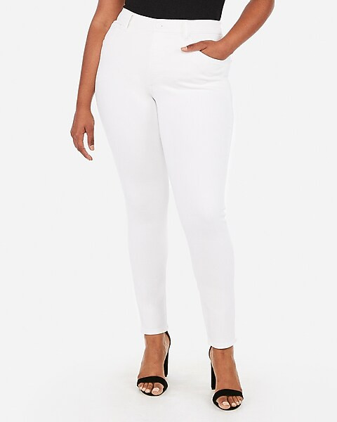 High Waisted Denim Perfect Curves White Leggings | Express