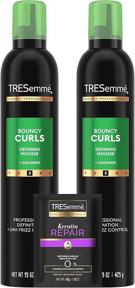 TRESemmé Defining Hair Mousse, Bouncy Curls 2-Pack – Curly Hair Products with Nourishing Cocon... | Amazon (US)