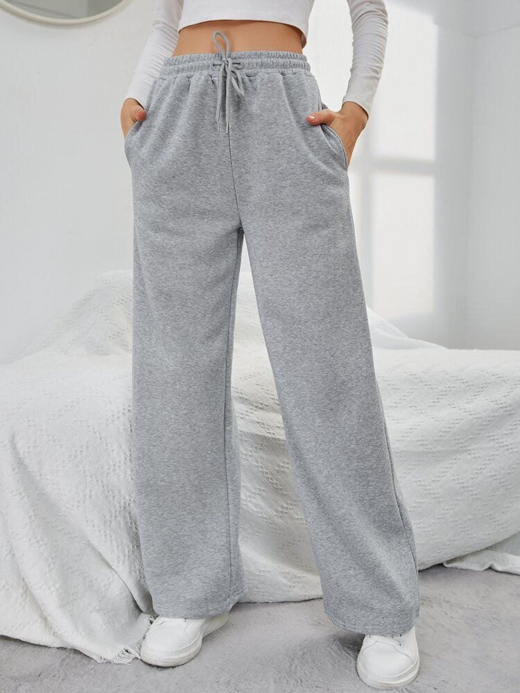 Solid Drawstring Slant Pocket Sweatpants | SHEIN
