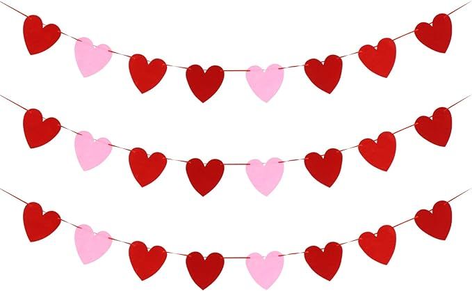 BESPORTBLE 3pcs Heart Garlands Banner Valentines Day Felt Love Hanging Banner for DIY Party Favor... | Amazon (CA)