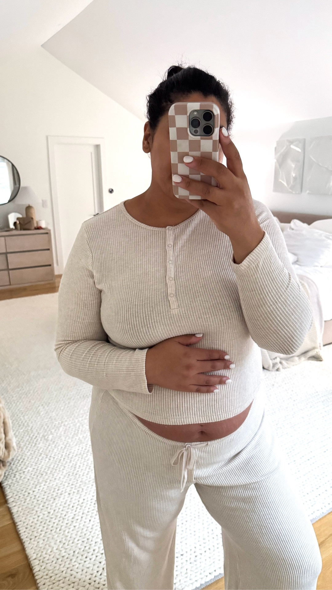 realistic midsize ootd 1/10/26 — the coziest lounge set that is SO soft from target Auden pajama line! I’m 5’9” size 12/XL & 24 weeks pregnant & I am wearing a size XXL in both! 

#LTKmomlife #LTKootd #LTKMidsize