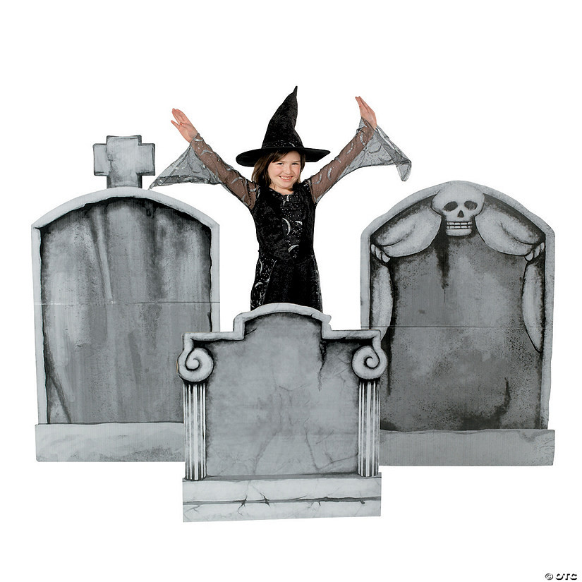 28 1/4" - 47 3/4" Tombstone Cardboard Cutout Stand-Ups Halloween Decorations - 3 Pc. | Oriental Trading Company