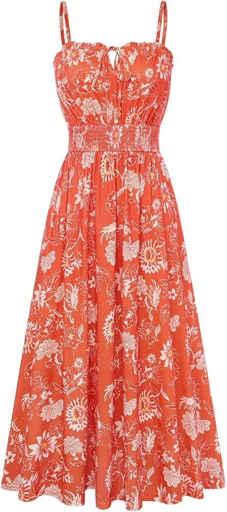 GRACE KARIN 2026 Women's Hawaiian Midi Sundress Summer Vacation Spaghetti Floral Clothes Boho Cas... | Amazon (US)