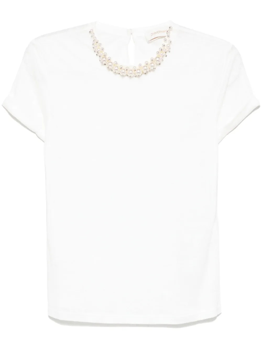 ZIMMERMANN crush-embellished T-shirt | White | FARFETCH | Farfetch Global