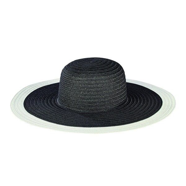 Women's San Diego Hat Company Ultrabraid Floppy Hat w/ Color Block Brim UBL6491 Black/White | Bed Bath & Beyond