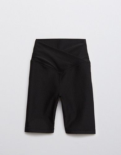 OFFLINE Ribbed Shine High Waisted Crossover Bike Short | American Eagle Outfitters (US & CA)