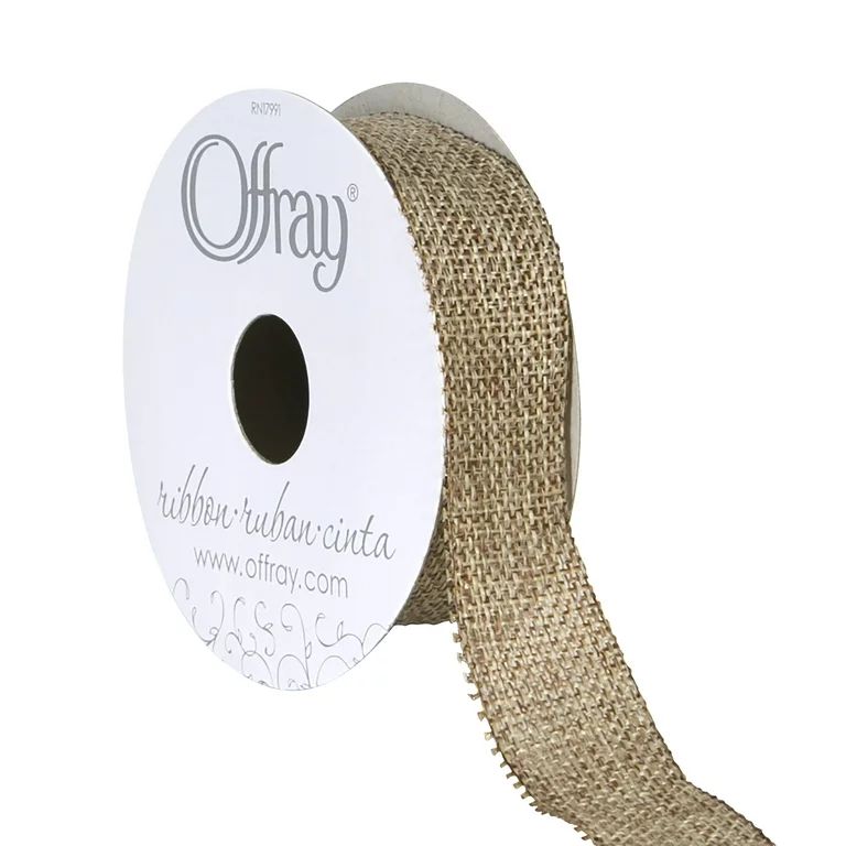 Offray Ribbon, Natural 7/8 inch Woven Burlap Woven Ribbon for Crafts, Gifting, and Wedding, 9 fee... | Walmart (US)