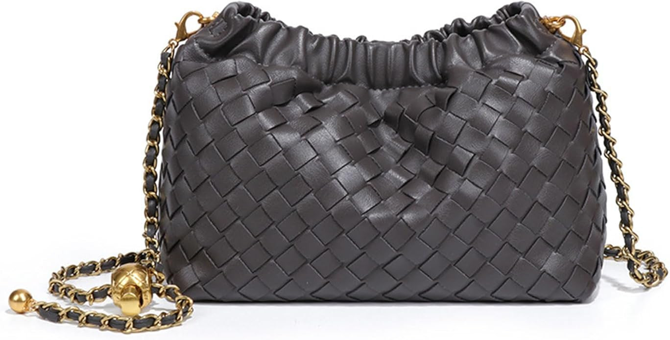 Woven Leather Dumpling Bag Dinner Handbag For Women Purse Hobo Bag Crossbody Shoulder Clutch Even... | Amazon (US)