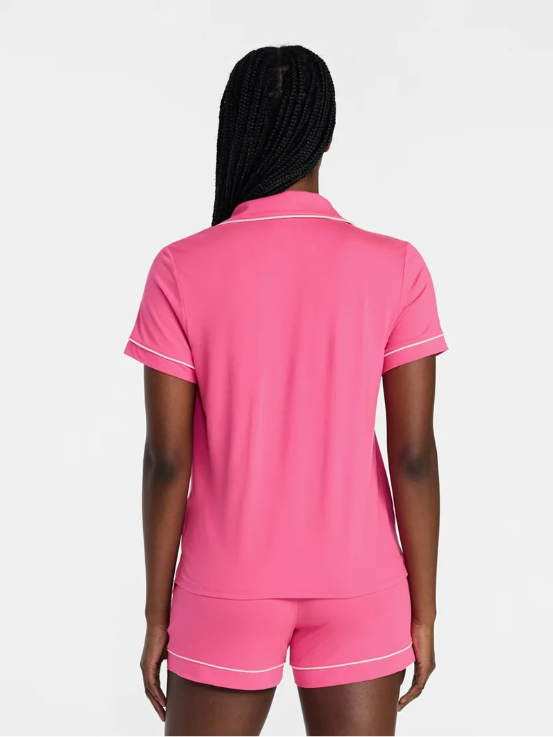 Joyspun Women's Dreamy Soft Collection Notch Top and Shorts Pajama Set, 2-Piece, Sizes XS-3X | Walmart (US)