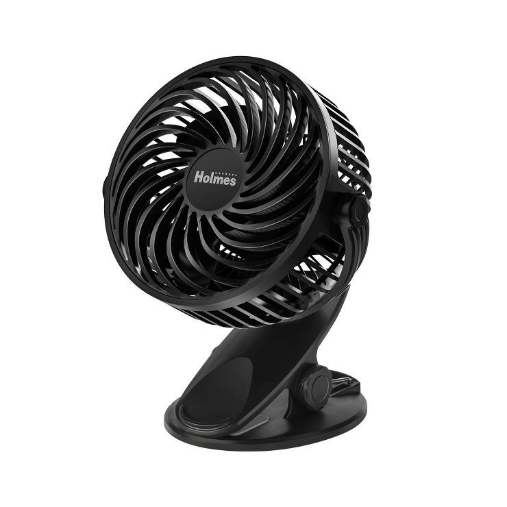 Holmes 4" On-The-Go Portable Clip Rechargeable Battery 360° Rotation Fan Black | Target