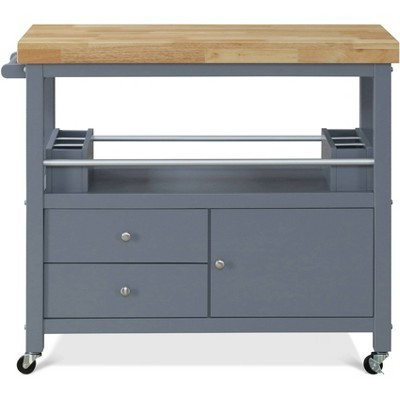Anson Kitchen Cart Gray - ClickDecor: Portable Island with Storage & Wheels, Hardwood Frame | Target