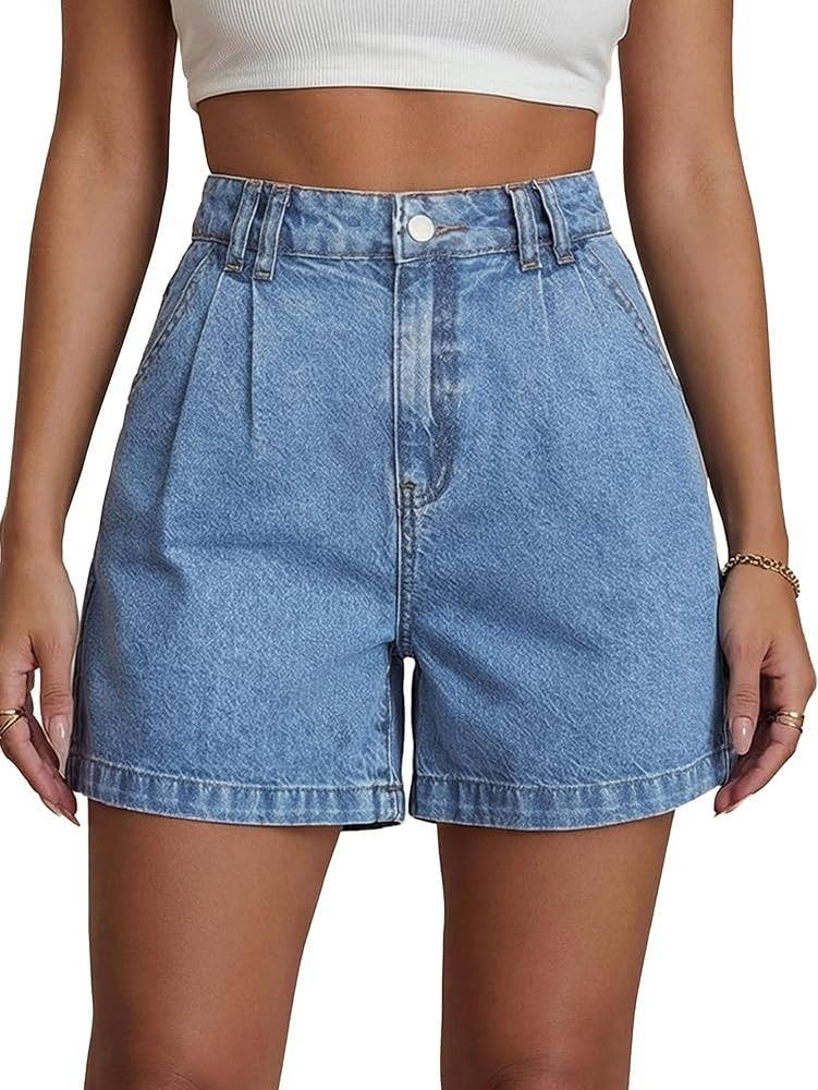 EMMIOL Jean Shorts for Women High Waisted Wide Leg Stretchy Denim Shorts | Amazon (US)