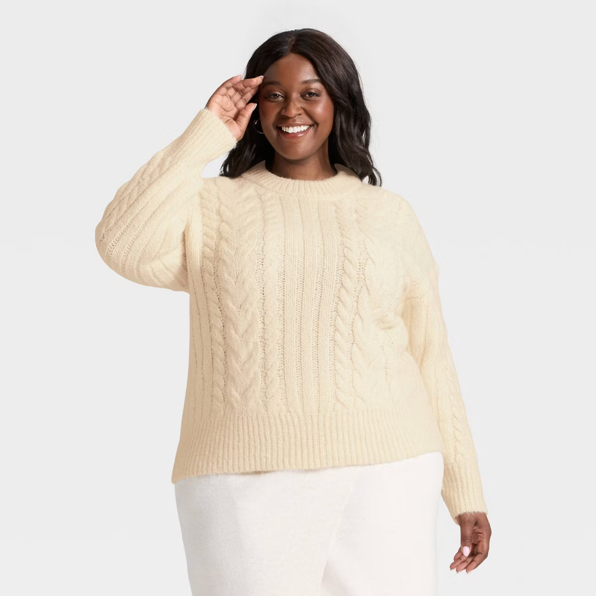 Women's Long Sleeve Cabled Tunic Sweater - A New Day™ | Target