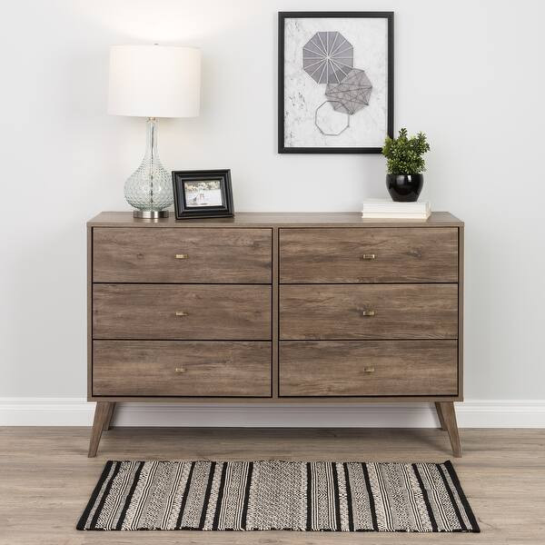 Milo Mid-century Modern 6-drawer Dresser - Drifted Gray | Bed Bath & Beyond