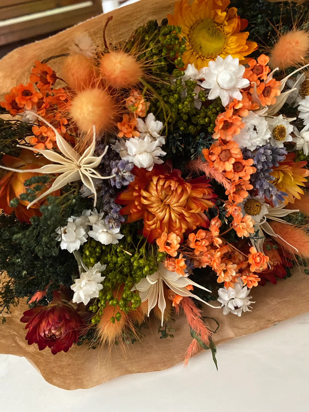 Dried Meadow Bouquet: Orange, Cream, and Gold Floral Decor - Etsy | Etsy (US)
