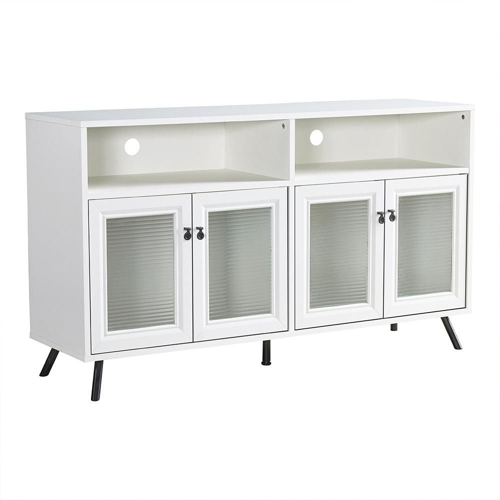 SAINT BIRCH Hayes 56.34 in. White TV Stand Fits TV's up to 60 in. | The Home Depot