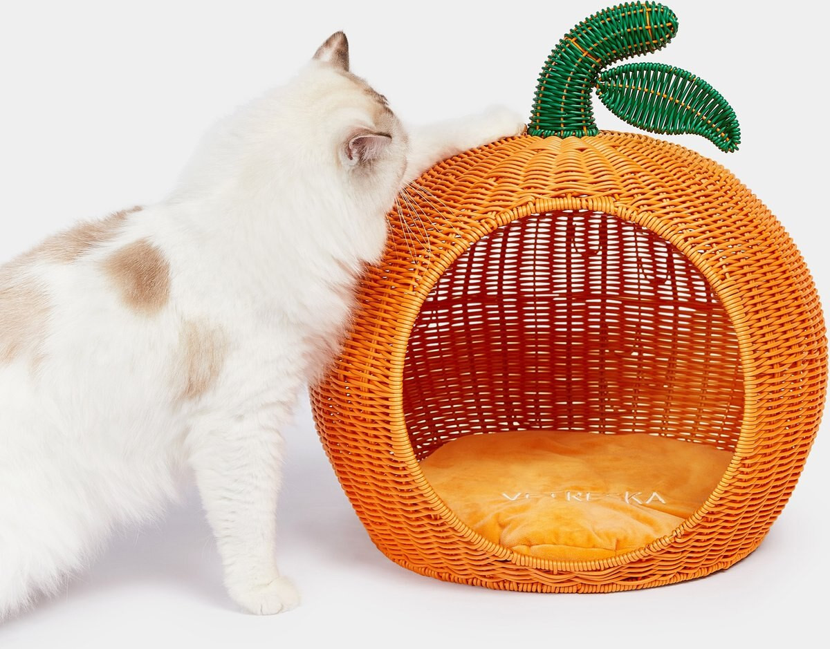 VETRESKA Rattan Cat & Dog Bed, Tangerine - Chewy.com | Chewy